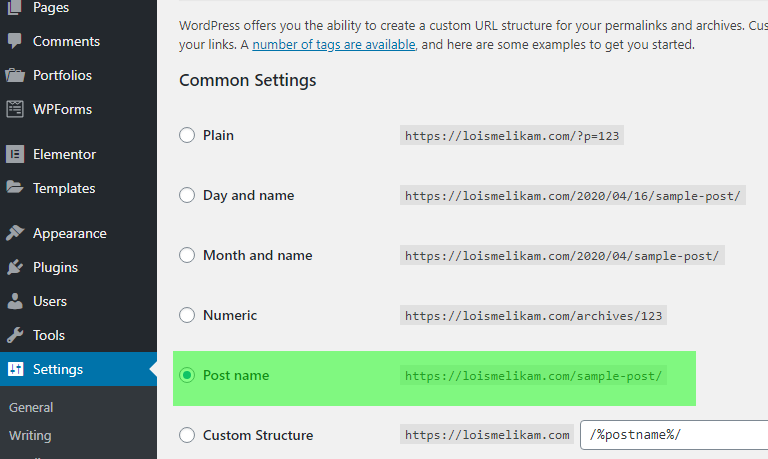 how to change permalink structure in wordpress